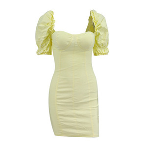 Robes vintage pour femmes à la mode Col carré Robes à volants Manches bouffantes Robe sexy pour femmes - Product Image 4