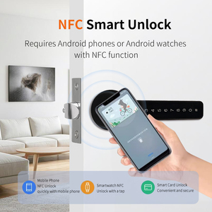 Nhà Máy Trực Tiếp Tuya Ứng Dụng Thông Minh Ngón Tay In Mật Khẩu Nhôm Cửa Đòn Bẩy Xử Lý Khóa Cho Văn Phòng Phòng Ngủ - Product Image 3