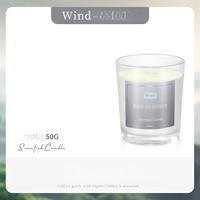 Bougie parfumée en verre personnalisée de luxe 50g, bougie en cire de soja naturelle en gros pour la décoration de la maison et les coffrets cadeaux