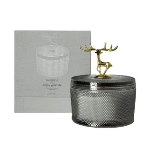 Funday Scented Candle Round Glass With Antler Lid Floral Fragrance Wedding Decor - Product Image 5