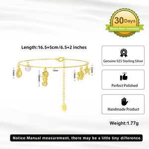 RINNTIN APB02 <span class=keywords><strong>Organisme</strong></span> sous-marin avec breloque perle et bracelet en argent sterling plaqué or 14K pour cadeau femme - Product Image 3