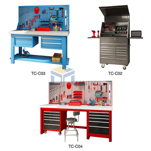 Banc de travail industriel robuste à grande capacité avec tiroir et panneau perforé pour outils - Product Image 6