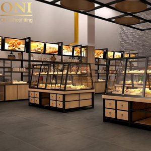 Oni shopfitting tùy chỉnh tủ trưng bày và kệ trưng bày cho bánh tùy chỉnh bán lẻ kệ kính bánh mì hiển thị trường hợp - Product Image 5