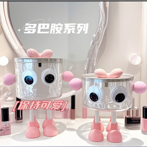 Acrylic Storage Box Round With Lid And Legs For Hair Ties Desktop Organizer Solid Color Standing Type - Product Image 3
