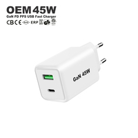 Chargeur mural USB rapide GaN PD 45W pour iPhone 17 18 Pro Max, ordinateur portable, Macbook, tablette, téléphone portable, certifié CE ROHS, directement de l'usine