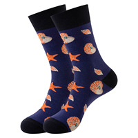 Chaussettes mi-mollet en coton pour hommes, confortables, personnalisées, style marin, série Océan, tendance, Happy Cotton