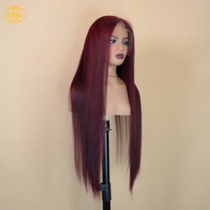 Xbl วิกผมตรงสีแดงเบอร์กันดีสำหรับมืออาชีพวิกผมลูกไม้ยาวตรง99J เบอร์กันดีแบบใส13X6 - Product Image 3