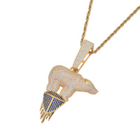 Collier pendentif Ours polaire glacé avec micro-pavés de pierres CZ pour bijoux Hip Hop