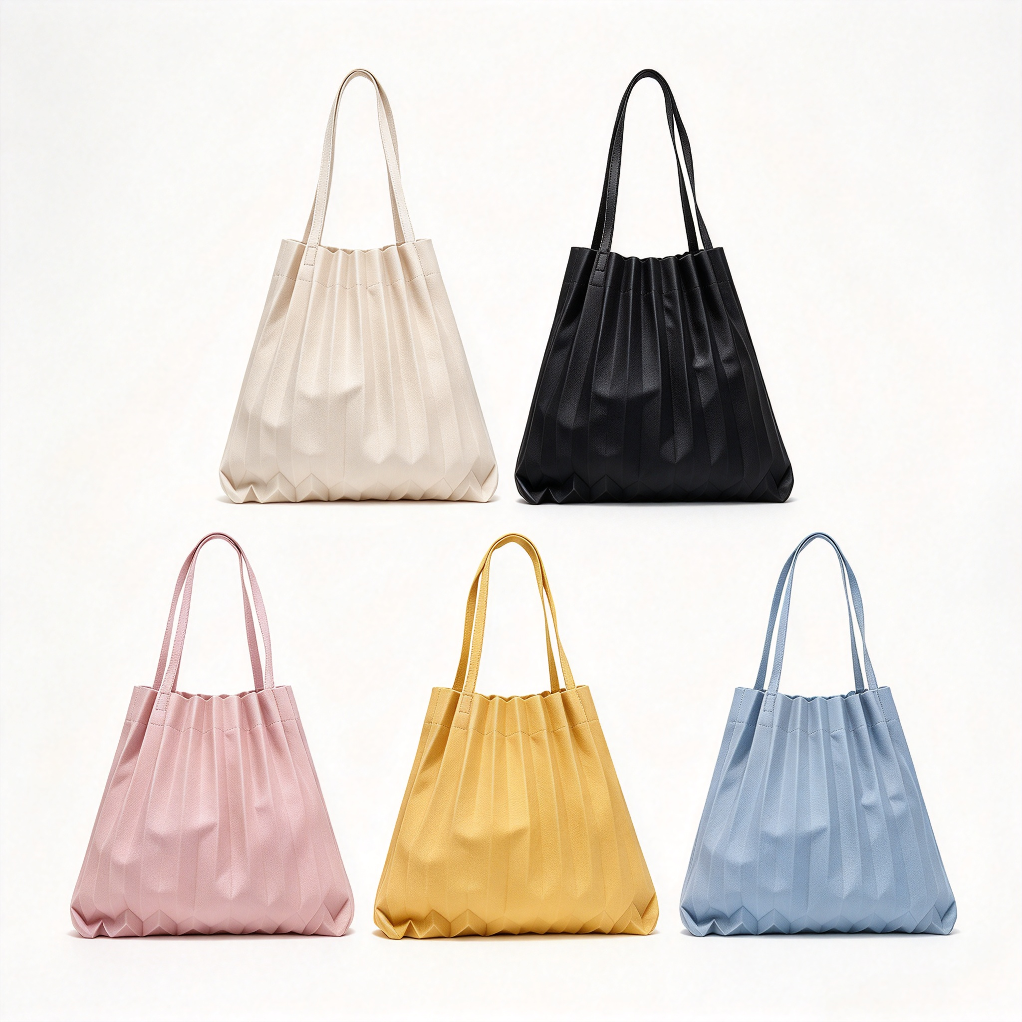 Solid Pleated Shopping Bag