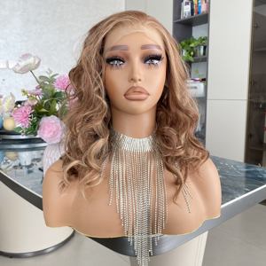 Perruques synthétiques à dentelle 13x6 grand format, blond orangé, résistantes à la chaleur, pour femmes, prix de gros abordable - Product Image 5