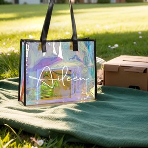 Emballage de sac en PVC transparent en plastique personnalisé pour fourre-tout Sac à main transparent en PVC holographique au laser Sacs cadeaux fourre-tout - Product Image 4