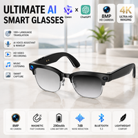 Lunettes intelligentes IA avec caméra 8MP, photo 4K, commande vocale ChatGPT, traduction en temps réel, Wi-Fi, audio 3D, chargement magnétique W630T