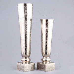 Z.M. CREATIONS Ensemble de vases à fleurs hauts en aluminium argenté, très tendance, modernes, pour centres de table décoratifs de mariage, maison, hôtel et extérieur - Product Image 1