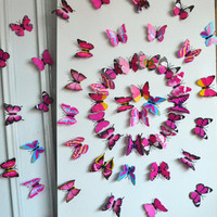 Décoration murale en forme de papillon 3D, adorables autocollants muraux en forme de papillons, décalcomanies artistiques, décoration intérieure, art mural pour la chambre