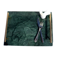 Plateau rectangulaire en marbre naturel pour fromage, plateau de service en marbre avec poignée