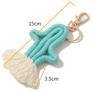 Llavero de <span class=keywords><strong>Cactus</strong></span> Boho con Borlas, Colgante para Mujer, Accesorios para Bolsos, Carteras y Mochilas - Product Image 2