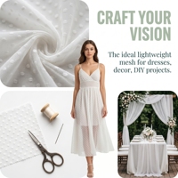 Tissu en maille à pois élastique, tricoté, lourd, 100% polyester, respirant, tulle blanc à pois, robe d'été