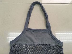 Sac en coton tissé réutilisable à rayures avec dessus en toile pour les courses - Product Image 4