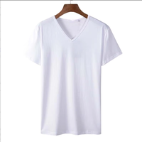 T-shirt uni à manches courtes respirant en coton 100% noir de qualité supérieure, col en V, logo personnalisé imprimé en sérigraphie sur le devant, pour hommes et femmes