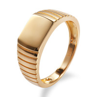 Großhandel Modischer Quadratischer Bandring Paarschmuck Vergoldeter Herrenring Anlaufbeständiger Gravierter Ring als Geschenk