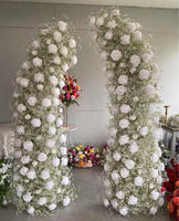 S1086 Künstliches Blumenarrangement Tor Seidenblumen Rosen Orchideen Halb-Horn-Bogen Kunstblumen für Hochzeits-Tor-Dekoration