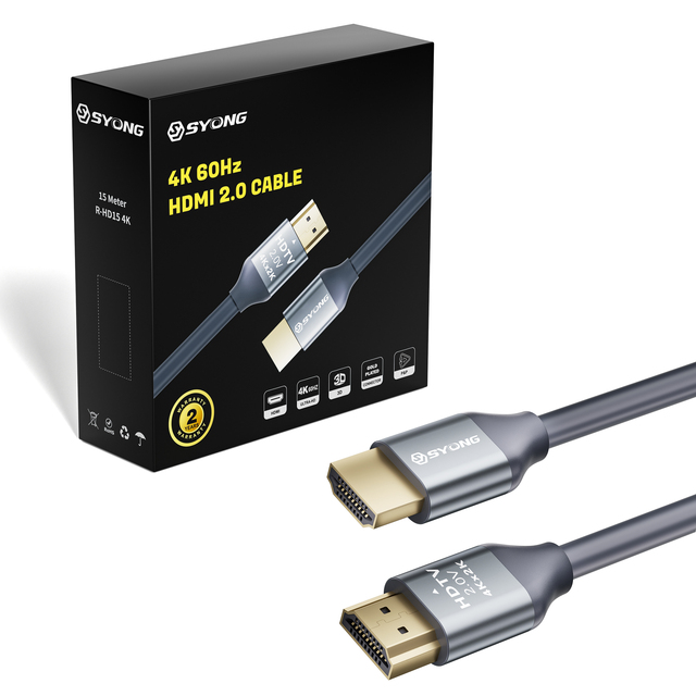 SYONG 18Gbps Fast Speed 4K HDMI2.0 Cable Version 4K60HZ for UHD TVs Monitors Laptop Gold Plated Connectors 2m 3m 5m 10m 15m 20m