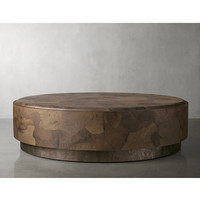 Table basse de luxe pour salon, forme ronde, base en métal, bois massif, durable