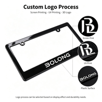 BOLONG Cadre de plaque d'immatriculation en plastique ABS pour voiture, norme américaine, avec logo personnalisé imprimé, support de plaque d'immatriculation noir, taille américaine, vente chaude