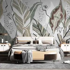 北欧植物家居装饰壁画3d壁纸墙设计