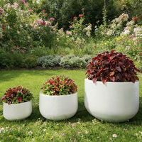 Grand pot de jardin moderne en fibre de verre et ciment, populaire pour la décoration, jardinières, vase de cour, vente en gros d'usine