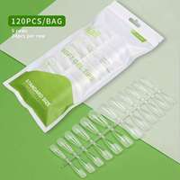 Mischeering Square Faux Ongles à Couverture Complète 120 pièces/paquet, Formes Bec de Canard, Pointues, Goutte d'Eau, Transparentes, Noires, Couleur Naturelle