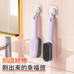 Shoe Brush Long Handle Nylon Bristles Plastic Handle Hanging Loop 2 Pieces For Cleaning Shoes Clothes - Product Image 1