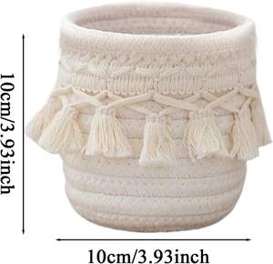 Cesta de Almacenamiento de Macramé Hecha a Mano al por Mayor, Soporte <span class=keywords><strong>para</strong></span> Brochas de Maquillaje de <span class=keywords><strong>Cuerda</strong></span> de Algodón Tejida con Flecos y Borlas, Pequeño Organizador <span class=keywords><strong>para</strong></span> el Hogar - Product Image 1