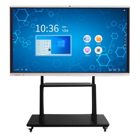 Multi Touch 40-Point LCD Interactive Whiteboard 55-98 Inch 4K UHD Floor Standing Touch Screen Smart Board Conference 48MP Camera