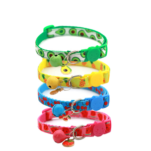 <span class=keywords><strong>Collar</strong></span> de gato con etiqueta impresa de frutas, hebilla de separación, <span class=keywords><strong>Collar</strong></span> de gato con campana - Product Image 1