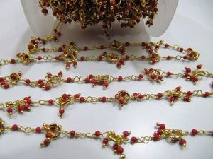 3ฟุตปะการังสีแดงทองเหลืองทอง/เงิน/ดำชุบเรียบเรียบห้อย2มิลลิเมตรลูกปัดลวดพันขายส่งเครื่องประดับทำ - Product Image 4