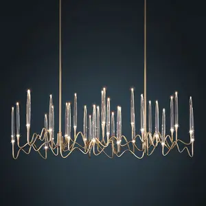 Modern Light Luxury Postmodern Rectangular Led Pendant Lamp Crystal Chandelier Lighting 90 20 Warm White & Natural Light 360 /