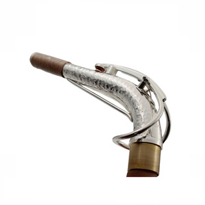 Saxophone alto en <span class=keywords><strong>cuivre</strong></span> phosphoreux plaqué argent martelé à la main avec col courbé et support renforcé, tenon de 24,5 mm, personnalisable - Product Image 4