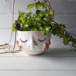 헤드 화분 여자 <span class=keywords><strong>Monika</strong></span> 세라믹 냄비 얼굴 식물 도자기 - Product Image 1