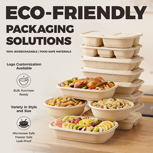 Embalagem Descartável OEM de Amido de Milho <span class=keywords><strong>500ml</strong></span> com 2 Compartimentos e Tampa Articulada para Viagem, Bandeja Rasa Compostável para Uso em Restaurantes - Product Image 5