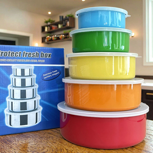 Juego de 5 Recipientes para Alimentos de Acero Inoxidable Coloridos, Libres de BPA, con Tapa de PP, para Mantener la Comida Fresca, Lonchera para Llevar, Recipientes para Almacenar Alimentos - Product Image 2