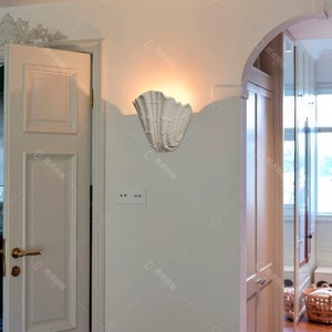 French-Style Seashell Wall Lamp Wabi-Sabi Style Baroque Art for Master Bedroom Surface-Mounted Plaster Elegant Design for - Product Image 2