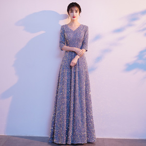 Costume de scène pour chœur, robe pour femme, chef d'orchestre de piano, chanson rouge, paillettes, animateur, soirée de remise de diplôme - Product Image 1