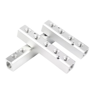 Изготовленные на заказ компоненты гидравлического коллектора из алюминия и нержавеющей стали с ЧПУ, 2 станции, входные сервисные порты 1/4 BSP - Product Image 2