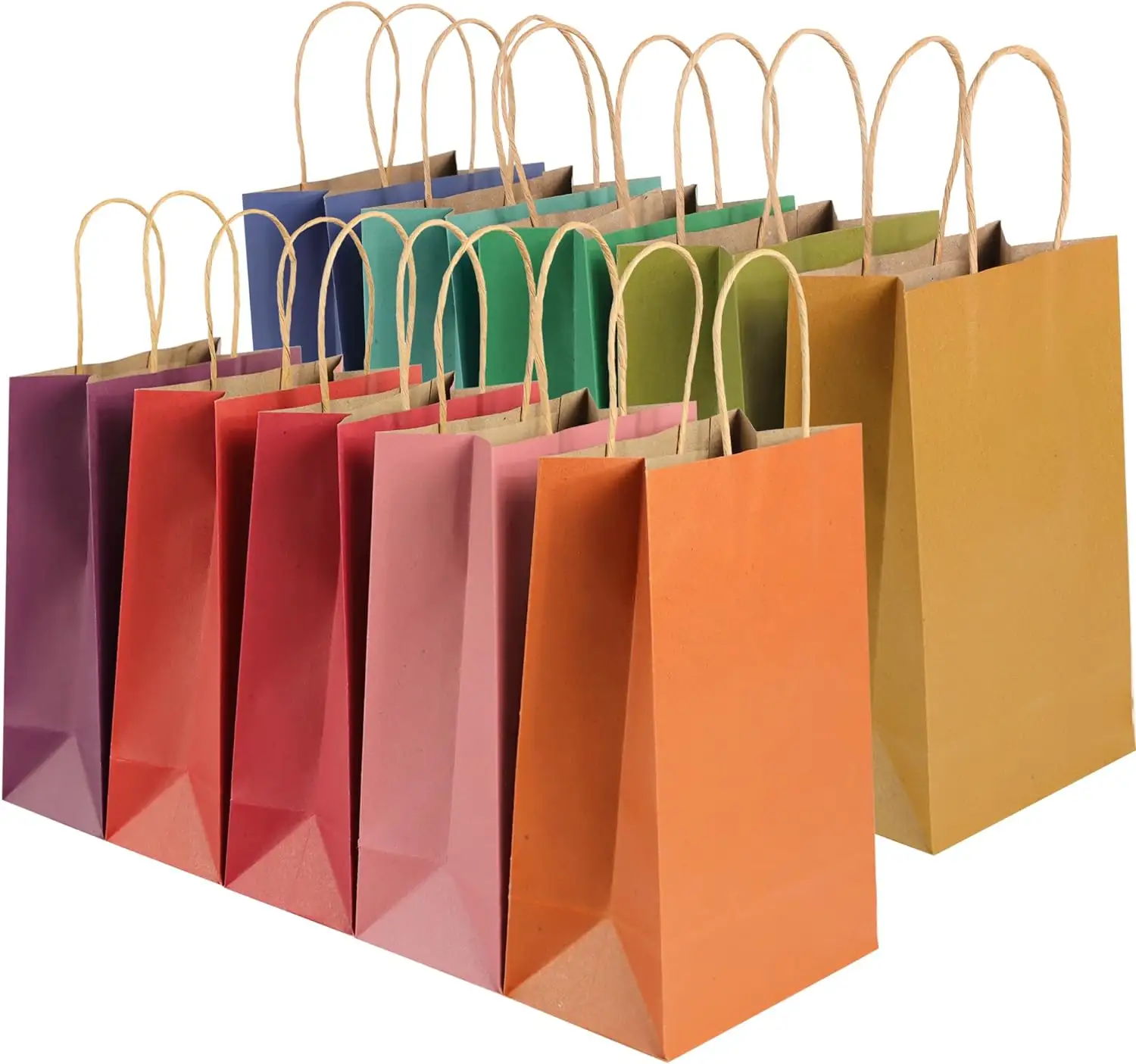 Kemasan barang tas kantong kertas Kraft tas bingkisan barang Mini warna pelangi dibungkus untuk ulang tahun kerajinan dan kegiatan mandi bayi