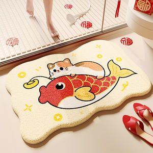 พรมปูพื้นลายการ์ตูนวัว ผ้าแคชเมียร์เทียม ดูดซับน้ำได้ดี พรมห้องน้ำ รูปทรงตามสั่ง ตกแต่งบ้าน - Product Image 2