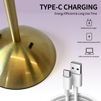 Lampe de table LED rechargeable à commande tactile, 3 modes d'éclairage, gradation progressive, chargement Type-C, décoration moderne, lampe de chevet/bureau