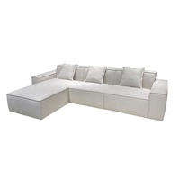 Modernes Anpassbares Stoff-Ecksofa Modulares Sofa Boucle Konvertierbares L-förmiges Wohnzimmer-Sofa Weiße Lagerhaus-Werkstatt Holzbeine