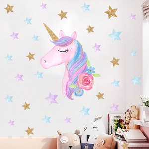 Notizie Colorful Unicorn <span class=keywords><strong>Sfondi</strong></span> Da Sogno <span class=keywords><strong>Cuore</strong></span> Stelle Carta Da Parati Per La Camera Da Letto Della Decorazione Della Casa Autoadesivo Della Parete TV Adesivi Lavagna - Product Image 2