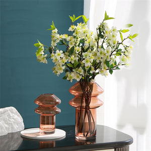 <span class=keywords><strong>Vaso</strong></span> Alto <span class=keywords><strong>in</strong></span> Vetro e Cristallo Fatto a Mano, Design Contemporaneo e Forma Speciale, Arancione, per Fiori da Tavolo - Product Image 3